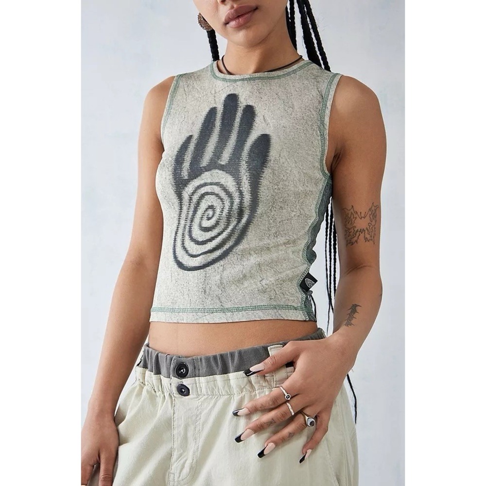 Basic Pleasure Mode Minds Eye Spiral Hand Graphic Tank Top Size US 10 Grunge